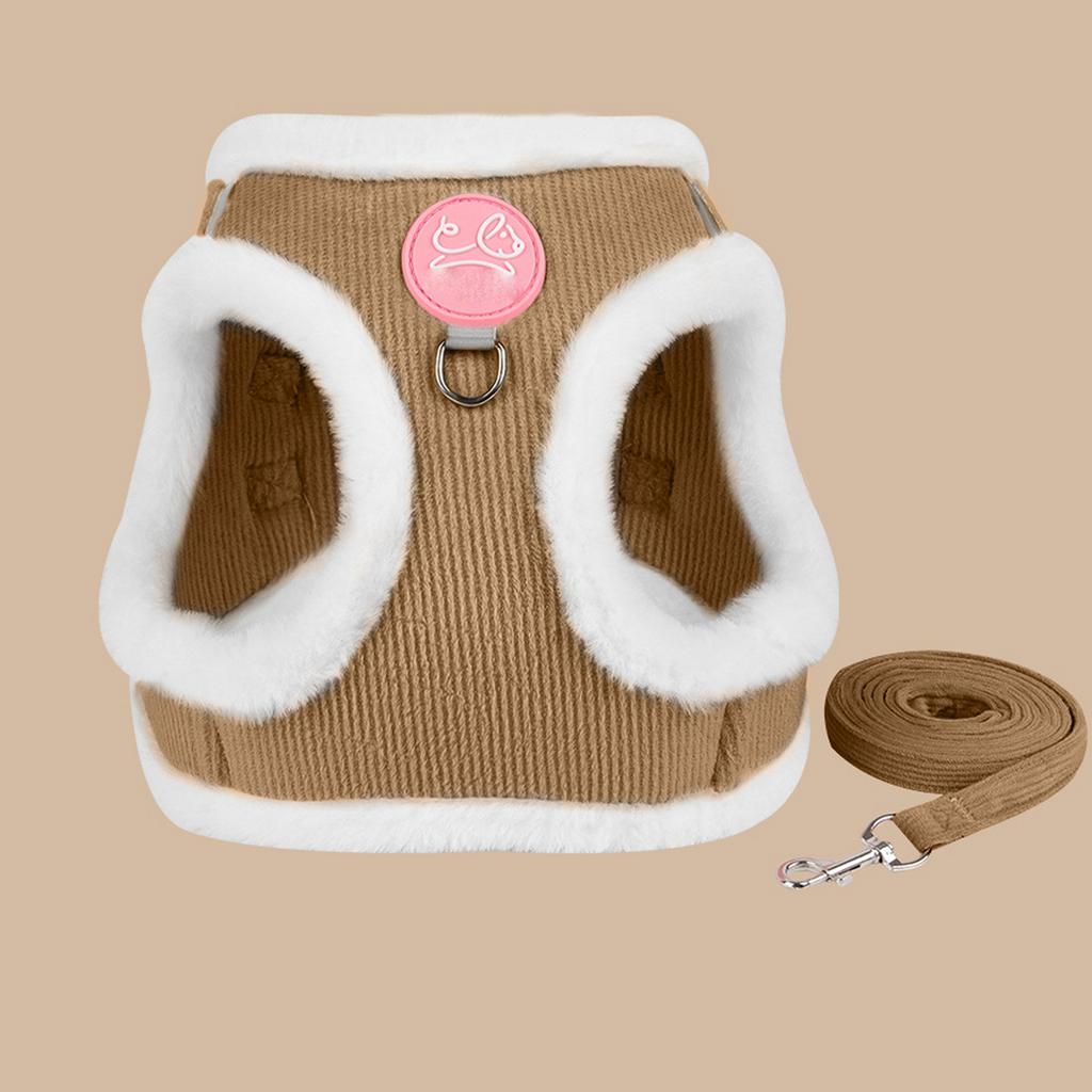Small Dog and Vest , Chest Strap Leash for Bichon and Pomeranian, - Corduroy Pet Leash