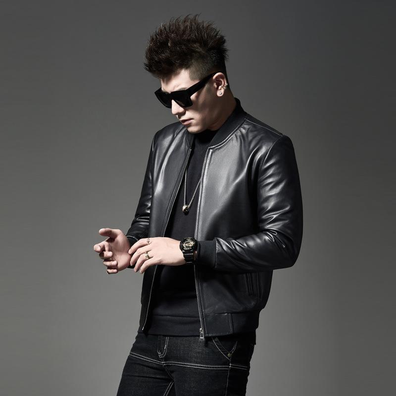 Spring New Genuine Leather Jacket Men's Baseball Uniform Men's Sheepskin Business Coat Jacket