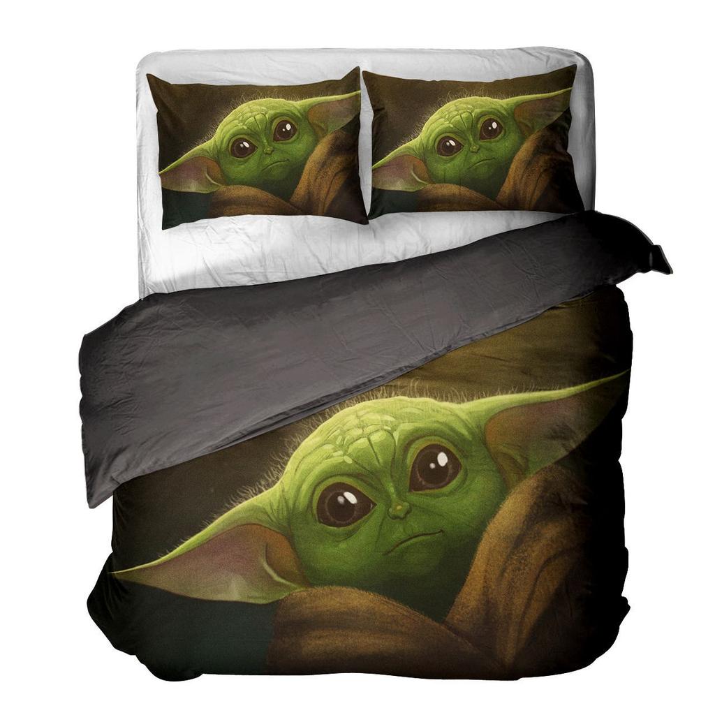 Star Wars Baby Yoda Trzyczęściowy Zestaw Pościeli z Nadrukiem Cyfrowym 3D
