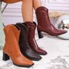 2025 Autumn and Winter New European and American Style Women's  Boots - Square Toe Back Zip High-Heeled Ankle Boots