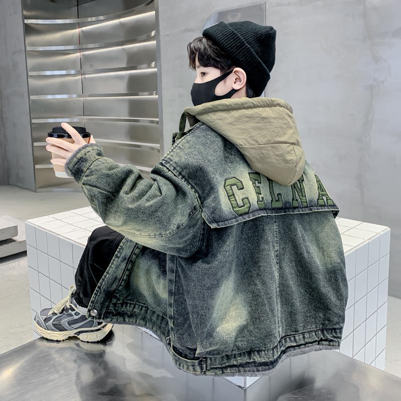 

Джинсовая парка для мальчиков на флисовой подкладке - Утепленная зимняя одежда 2025 170 cm