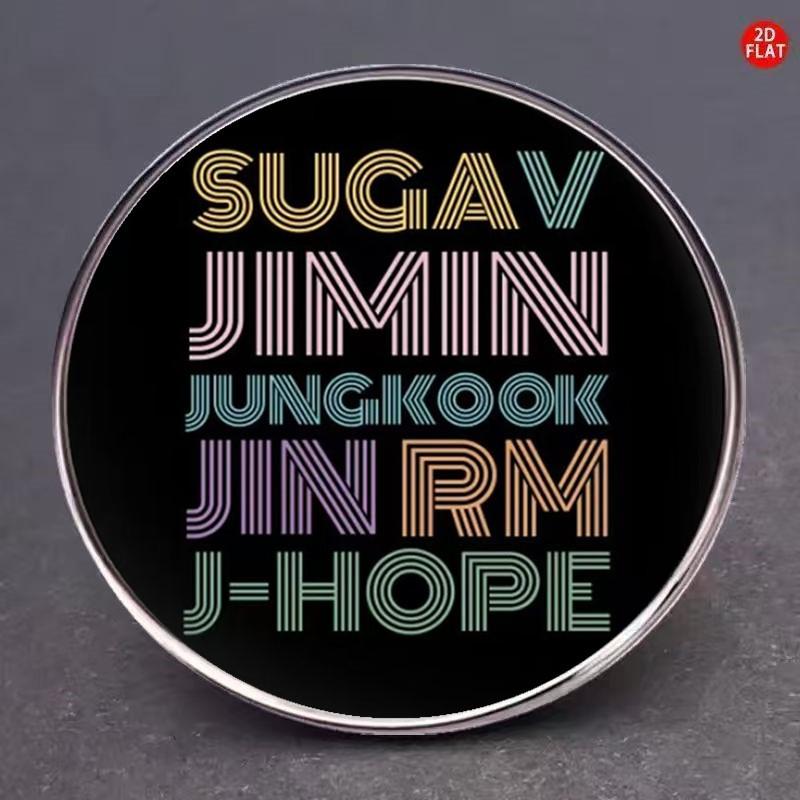 BTS Member Names Retro Neon Style Enamel Brooch, Kpop ARMY Fans Metal Pin Badge, Bangtan Boys Backpack & Clothing Accessory