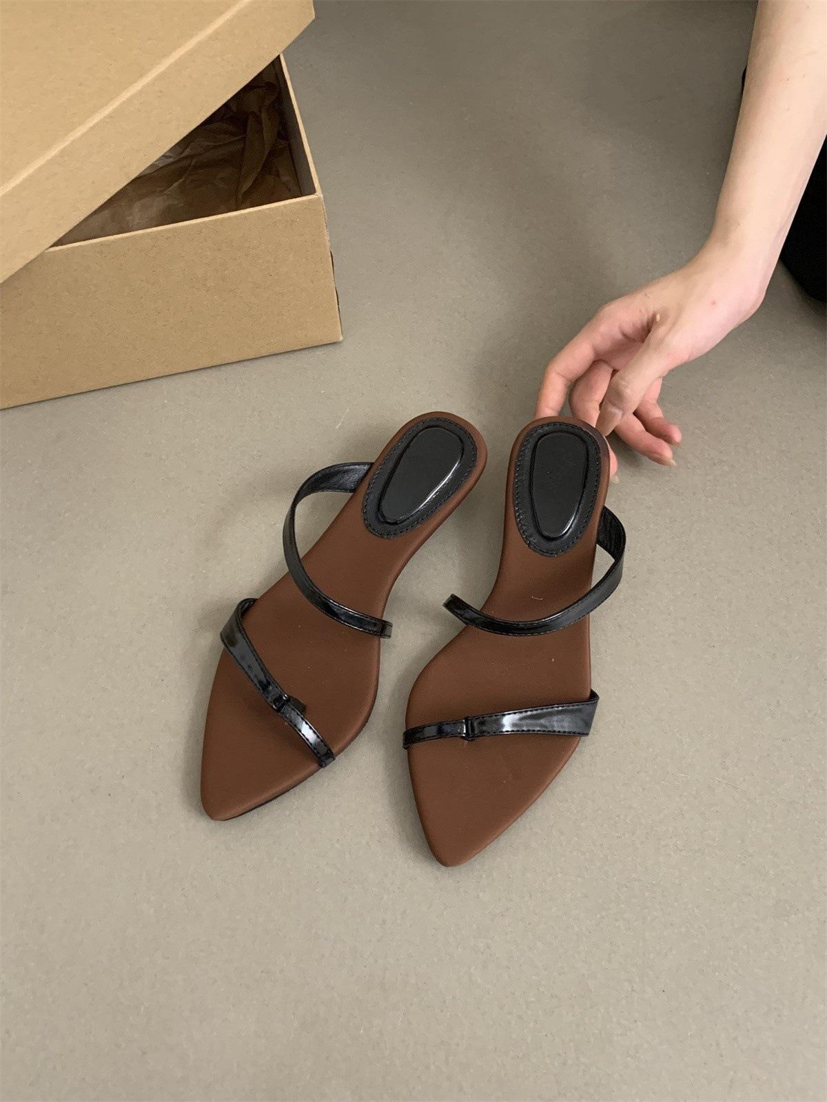 

Wedge heel slippers women s summer outer wear new high-end French beautiful temperament fairy style evening set toe women s sandals 35