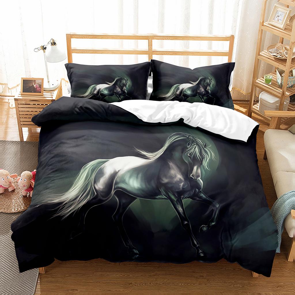 Luxury 3D Bedding Set Europe Queen King Double Twin Duvet Cover Set Comfortable Quilt Cover Bed Set Animal Horse Wild Animals