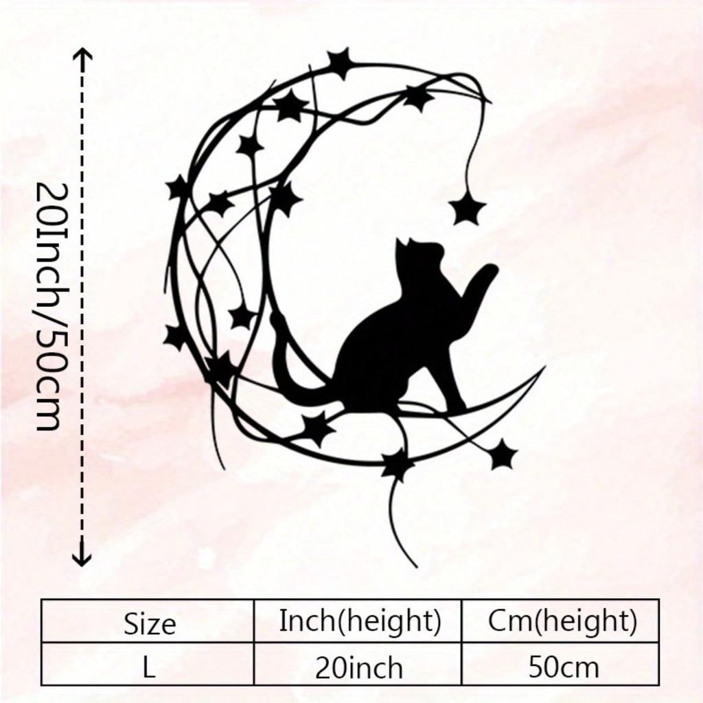 Vintage Cat and Moon Metal Wall Art Starry Night Weather Resistant Iron Decor Indoor Outdoor Farmhouse Living Room Christmas Gift