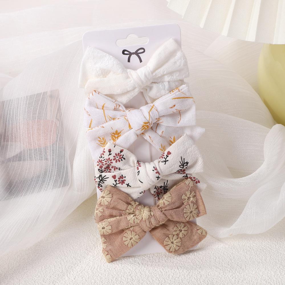 Children'S Hair Accessories Cute Bow Fabric Hairpin Set Baby Girls Hairpin Four-Piece 1568