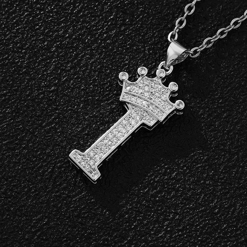 Fashion Luxury A-Z Crown Alphabet Pendant Chain Necklace Punk Style Lucky Initial Name  Best Party Wedding Birthday Gift