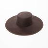 Spring and Autumn Fashion Retro British Ribbon Hemming Flat Top Big Brim Wool Felt Hat Top Hat Big Brim Wide Brim Cold Protection