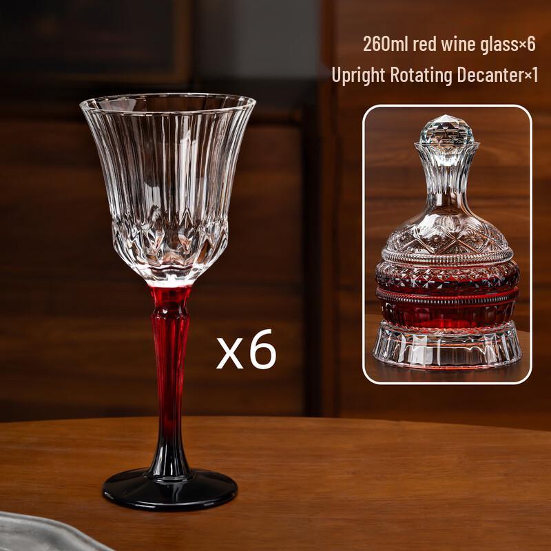 Handun Vertical Stripe 260ml Highball Wine Glass Set with Decanter