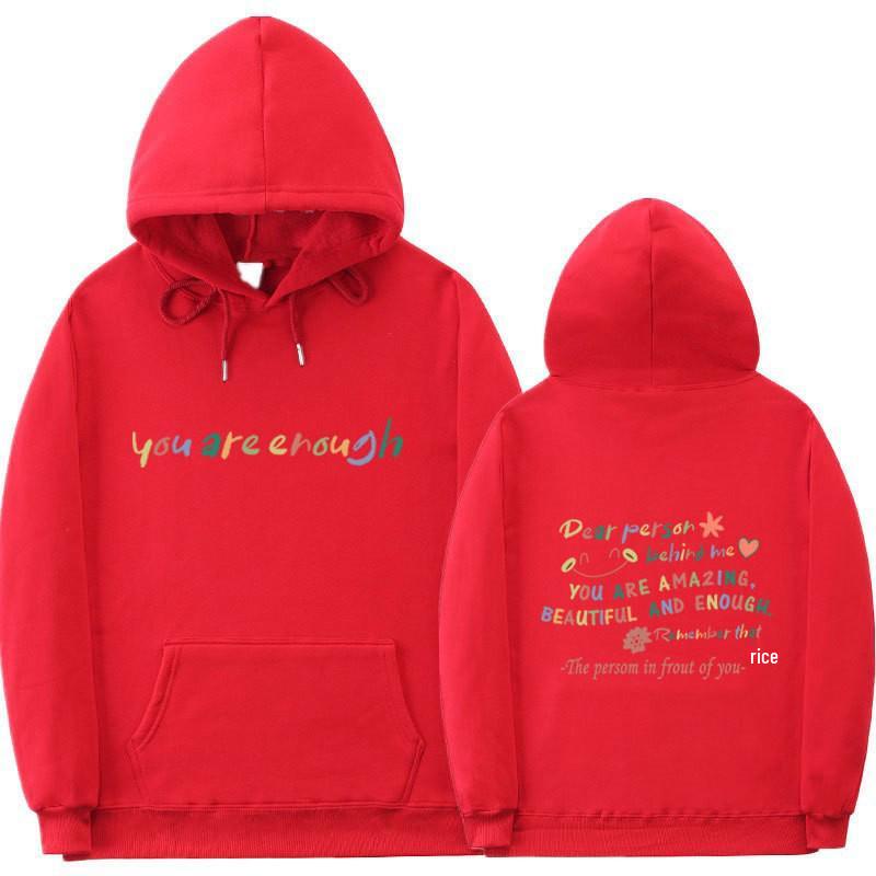 Women's Plus Velvet Hoodie with Letter Print & Kangaroo Pocket - Korean Style Loose Fit