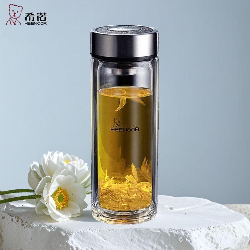 Heenoor Men s Double-Layer Glass Tea Infuser Bottle