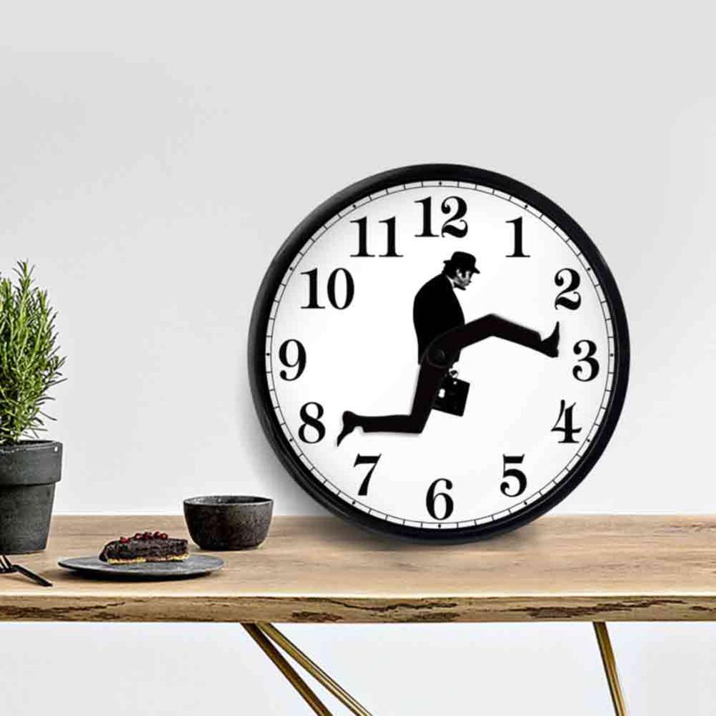 Wall Clock Walking Time Businessman Briefcase Wall Round Clock Silent Clock Home Office Decoration