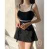 Women's High-End Slimming Gathered Swimsuit: One-Piece Triangle, Hot Spring Vacation Style, Conservative for Small Chest