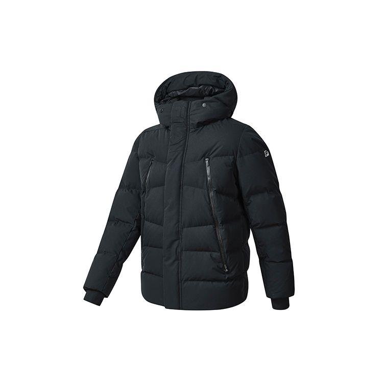 

FILA Athletics Basic Sports Minimalist Hooded Solid Color Long Sleeve Warm Down Jacket Men Outerwear Deep-Black A11M242904F-BK M