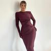 High Stretch Pleat Bodycon Dress For Women 2024 Robes Elegant Evening Party Dress Winter Maxi Long Dress Vestido