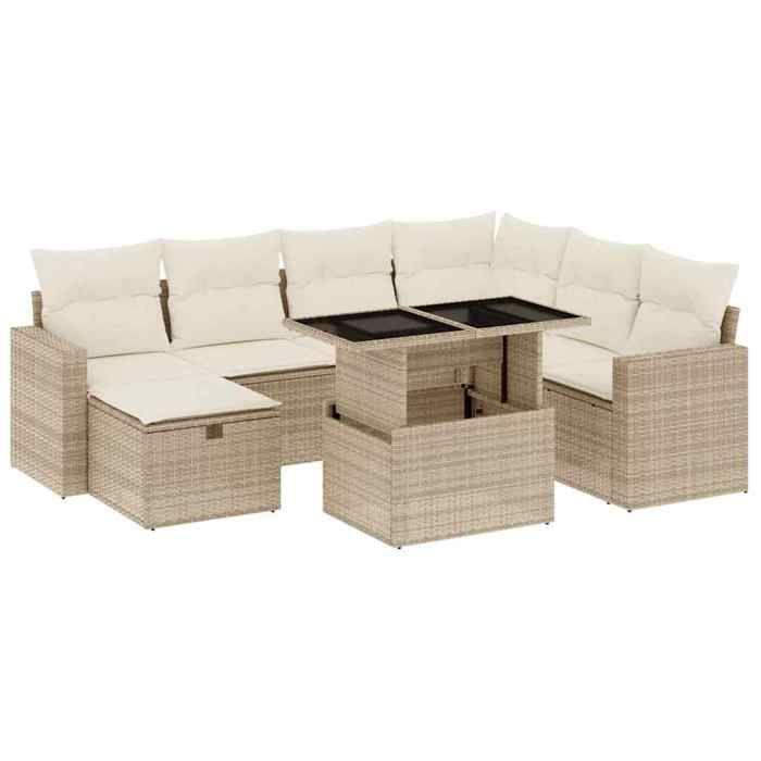 VidaXL Garden Lounge Set with Cushions 8 Pcs Beige Braided Resin 3274838