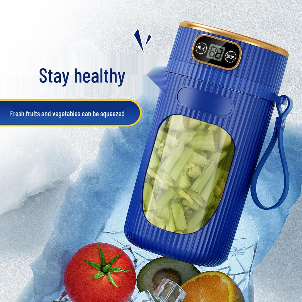 Portable Rechargeable Fruit Juicer with Screen - Ideal for Ice Crushing and Perfect for Smoothies and Shakes.