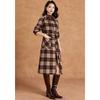 Women's Elegant Vintage Plaid Wool Blend Mid-Length Coat