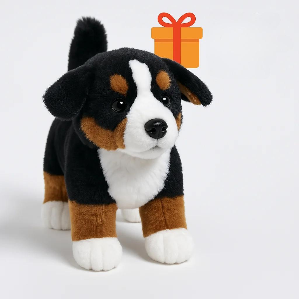 Bernese Mountain Dog Plush Toy 9.8 Inch Super Realistic Dog Doll Comforting Companion Doll Children's Birthday Gift Pet Dog Shap