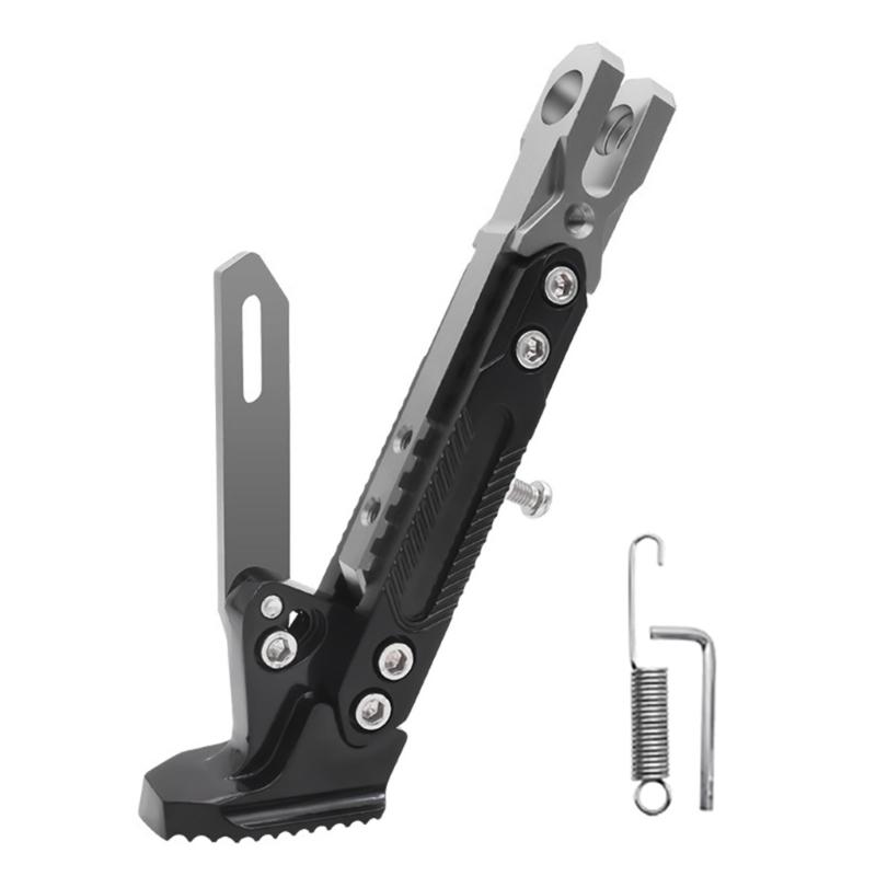 Motorcycle Extendable Stand Holder E-Bike Scooter Replacement Kickstand Adjustable Foot Side with Spring and Screws