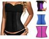 Gothic Black Leather Corset with Diamond Buckle & Wide Straps