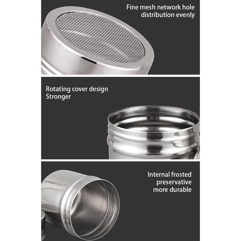 Accesorii de uz casnic Drăgălașe Sită cu plasă din oțel inoxidabil Pulverizator de pudră cu capac Ustensile de cafea Plasă Săculeț de sare