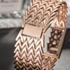 Women's 3D Texture Bracelet Watch with Wide Band & Double Row Czech Diamonds