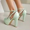 Women's High-heeled Single Shoes Spring and Summer New Waterproof Table Thick Heel Large Size Versatile Low-top Shoes