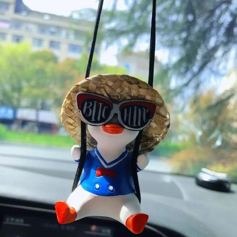 Cute swing duck for car, car interior rearview mirror hanging accessories