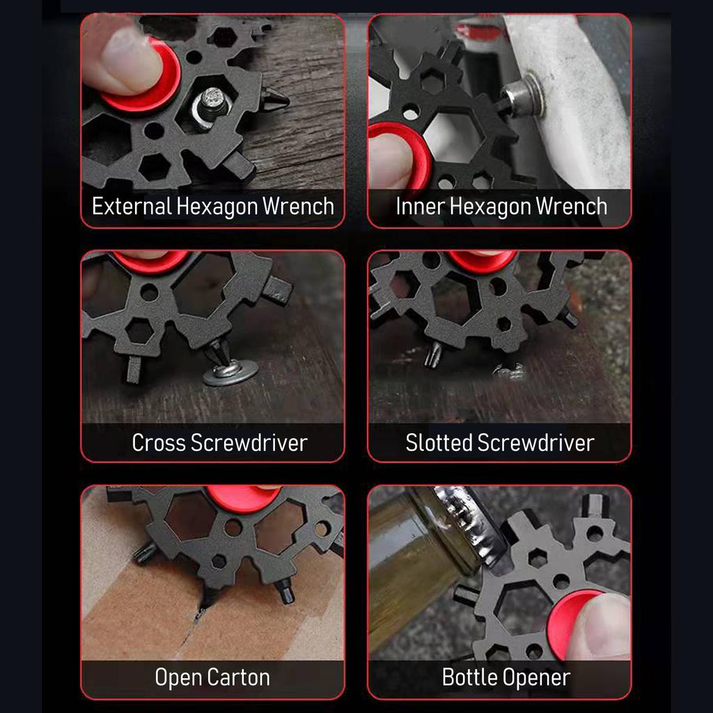 23 In 1 Snow flake Multi Tool with Fidget Toys Function Snowflake Wrench Multifunction Bottle Opener Screwdriver Kit