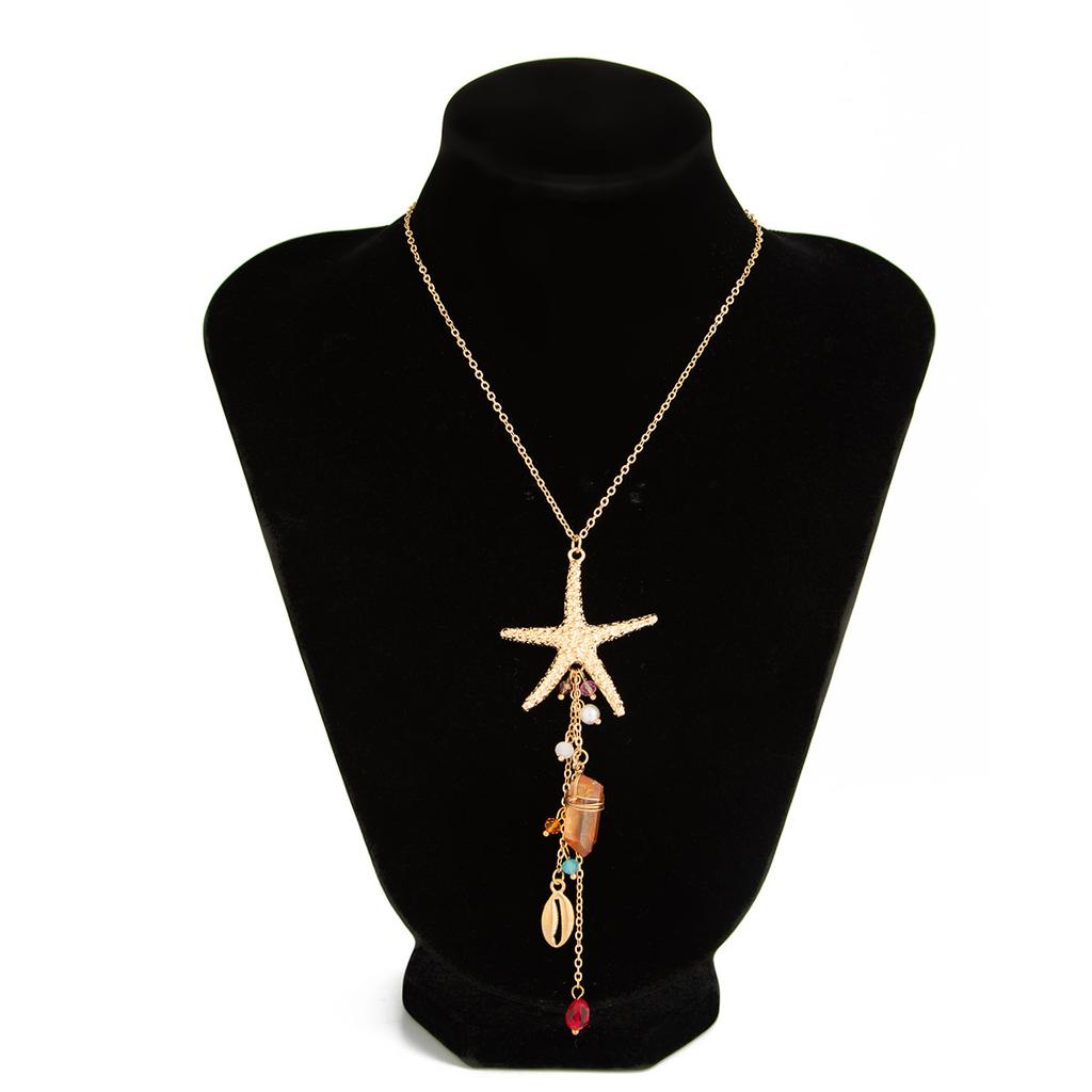 Beach Holiday Style Starfish Shell Necklace Set Women Fashion Sense Tassel Pendant Necklace
