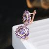 Unusual Sparkling Oval Purple Natural Zircon English Earrings For Women Luxury  Rose Gold Color Party Daily Jewelry