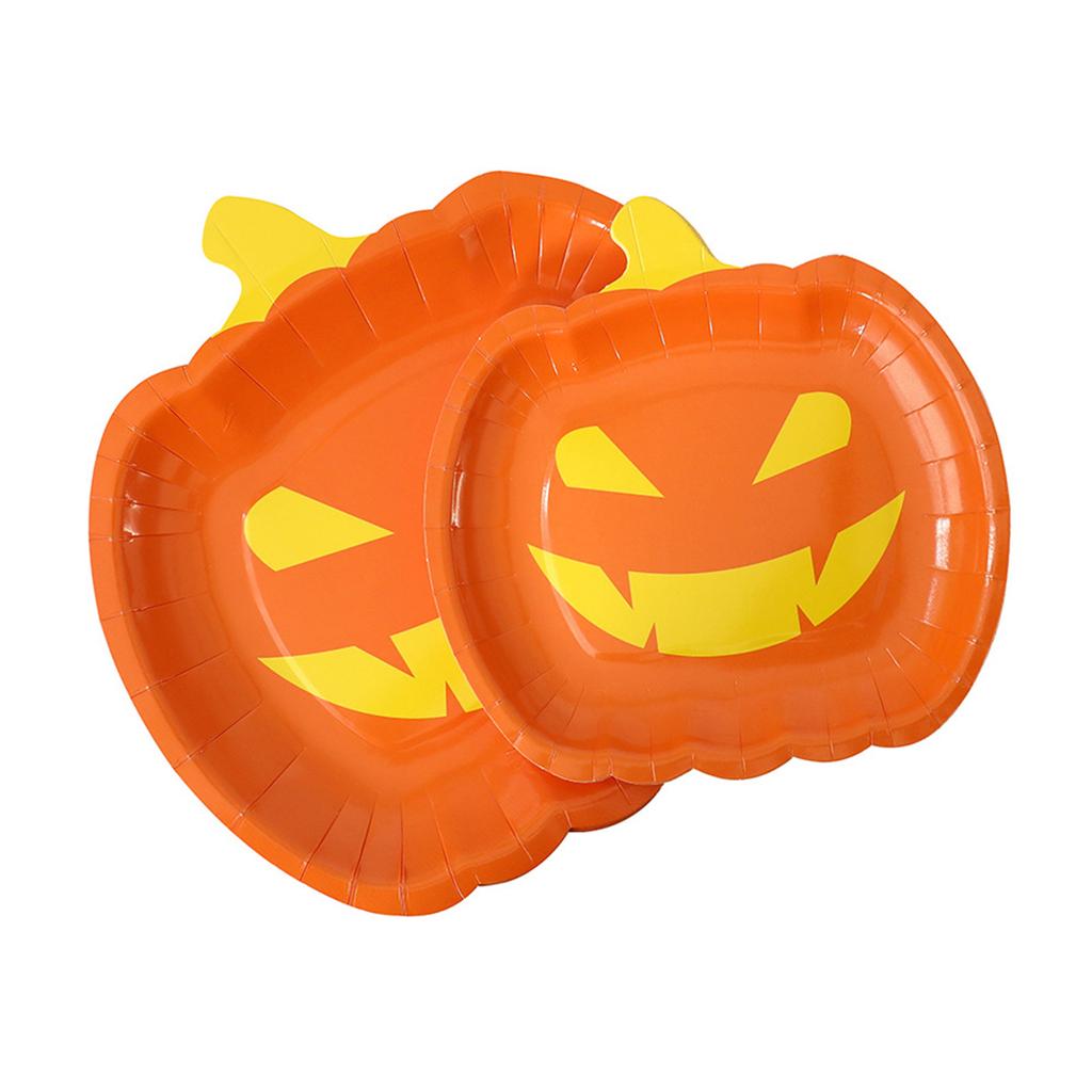 10 Pieces/set Halloween Pumpkin Paper Plate Tray Home Decor Dinner Plate Home Party Dining Room Decoration 2 Sizes