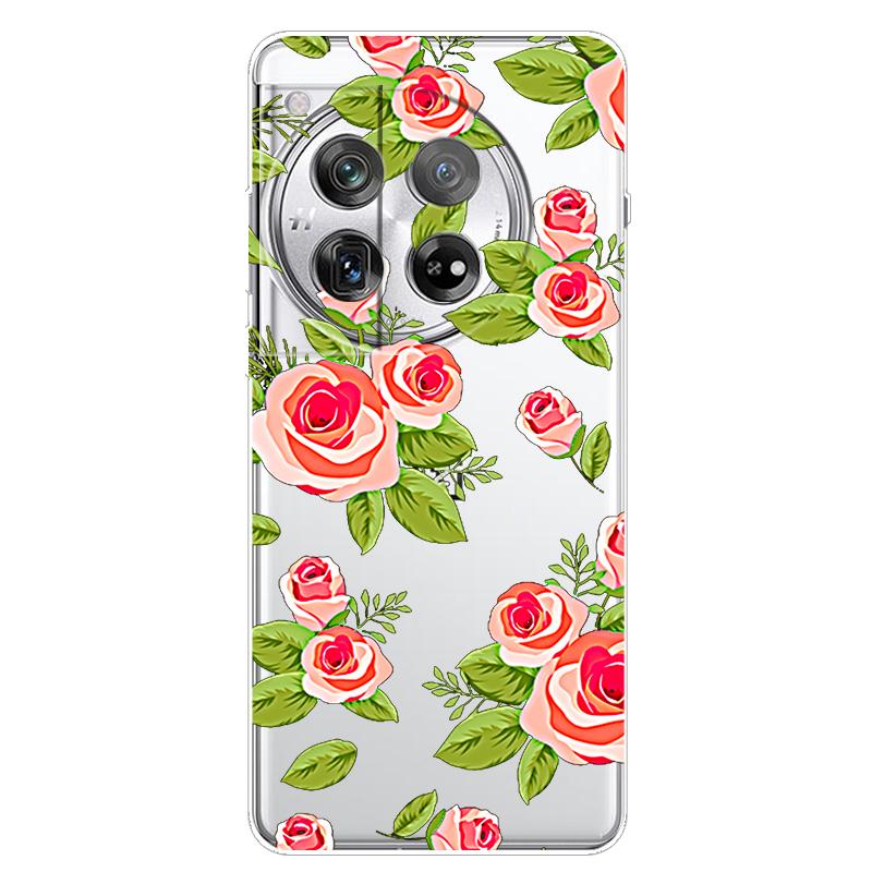 For OnePlus 12 Case 12R 5G Flower Clear TPU Soft Silicone Transparent Back Case for One plus 12R Cover on for Oneplus12 5G Coque