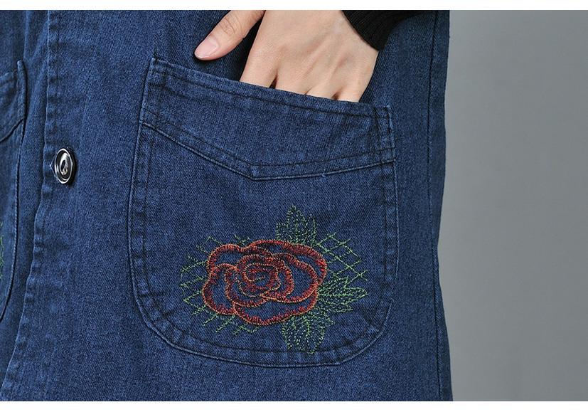 Spring 2023 Women's Casual Denim Vest with Embroidered Design for Middle-Aged & Elderly Moms