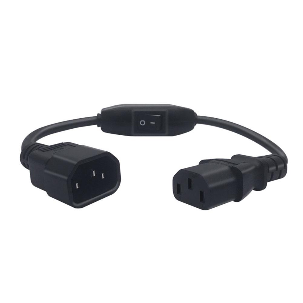 On Off Switch Cord C14 To C13 Power Cord 30cm Length 30cm Power Extension Cable Energy Efficient Flame Retardant