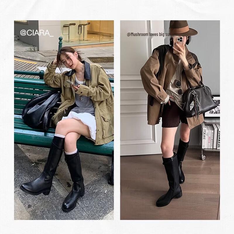 SENDA Women's Winter Chunky Heel Over-the-Knee Knight Boots ZTI12DG5