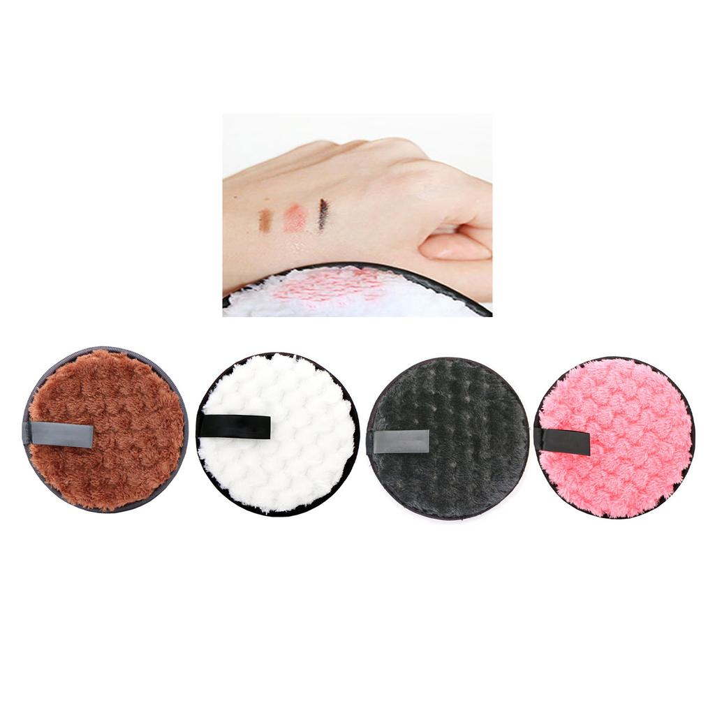 4 Stück Make-up Entferner Pads Rund Doppelseitig Wiederverwendbar Weich Tragbar Waschbar Make-up Mikrofaser Pad