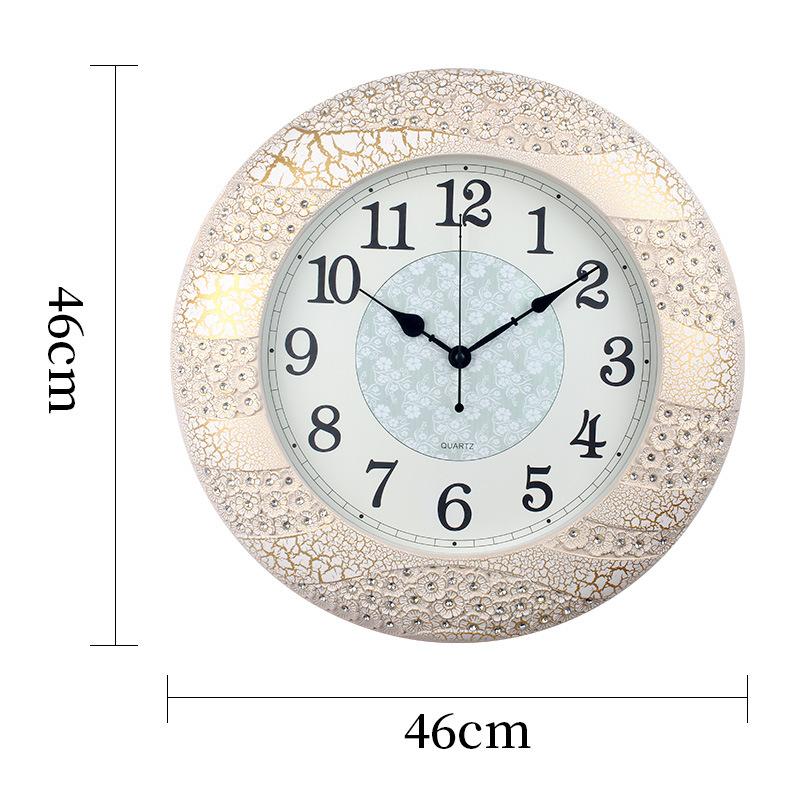 45CM Retro Muslim Clock Living Room Decoration Diamond Hot Stamping Silver Simple Wall Clock Light Luxury Personalized Clock
