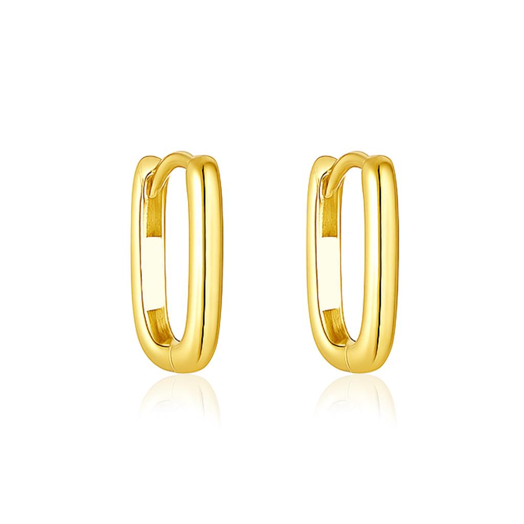 Sleek Minimalist Hoop Earrings - 925 Sterling Silver Gold Plated
