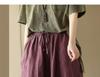 Damen Haremshose aus Baumwolle und Leinen mit elastischem Bund - Retro Patchwork, Lockerer Schnitt, Fließender Laternenstil für den Sommer