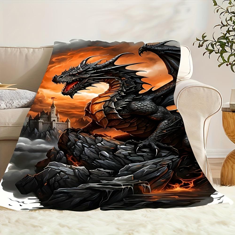 Gothic Dragon Flannel Blanket – Soft Lightweight Throw – All-Season Versatile for Sofa Bed Travel – Stylish Home Decor