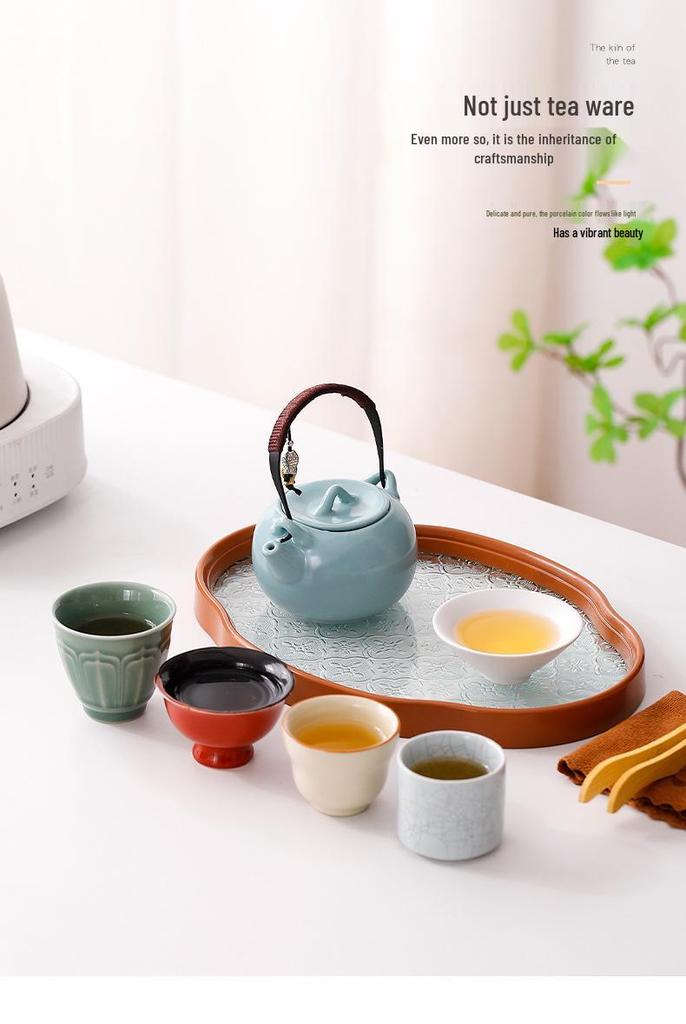 Palace Museum Creative Five Kilns Tea Cup Set: New Chinese Style Outdoor Travel Souvenir