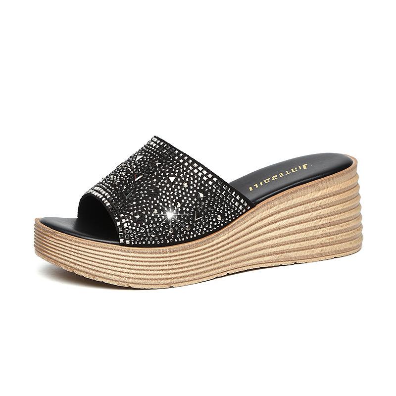 Cool Slippers Women's Summer Outer Wear New Versatile Thick Bottom Heel High Heel Tide Half Slippers Women