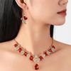 Vintage Spring Alloy Leaf Necklace And Earrings Jewelry Set For Women