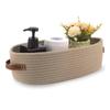 Desktop Storage Basket Oval Shape Cotton Rope Portable Storage Basket with Handle Multifunctional Toy Sundries Organizer Box