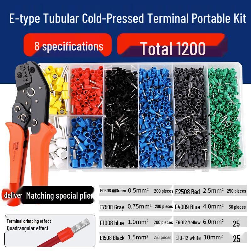 Tubular Needle Terminal Set: RV Crimp Pliers & SV/OT/UT Copper Lugs
