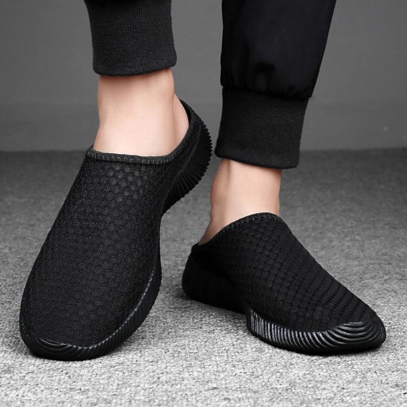 Mesh Half-slippers Breathable Men's Flats Women Walking Shoes Soft Slip-ons Casual Flat Shoes Lightweight Leisure Shoes
