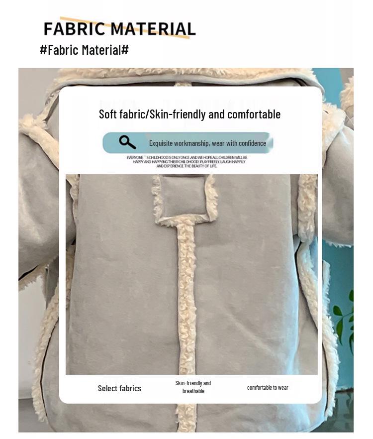 Girls' Fleece-Lined Fluffy Sweater Coat - 2025 Korean Style Lamb Wool Overcoat