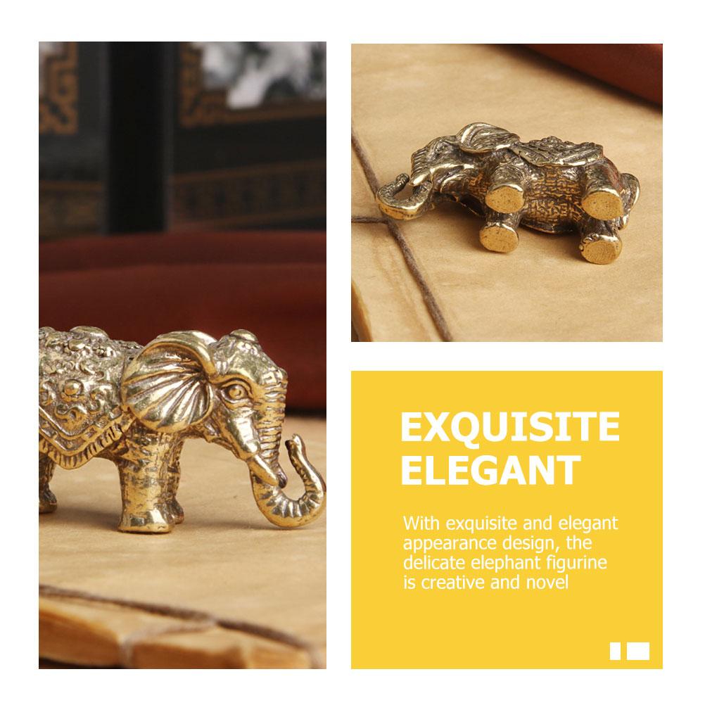 Pure Copper Elephant Statue Brass Decoration Figurines Exquisite Decorations Desktop Small Vintage Adornment
